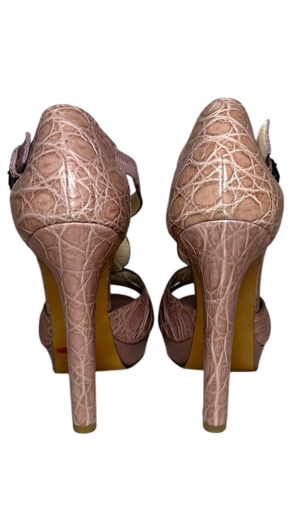 Bottega Veneta Croc-Embossed Leather Platform Heels