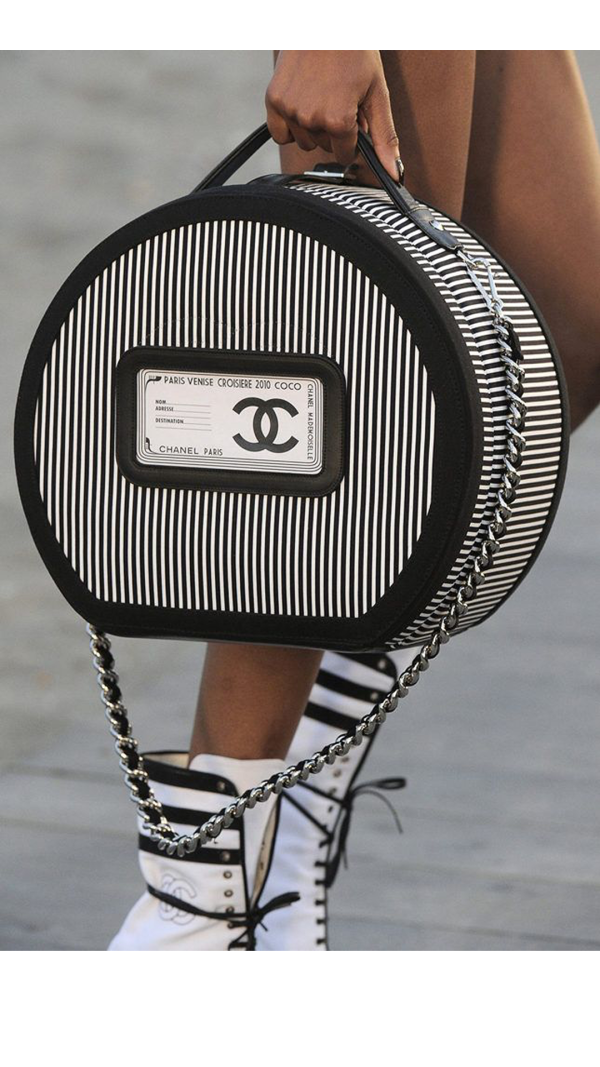 Chanel Rialto Striped Textile Hat Box Bag – Runway Cruise 2010