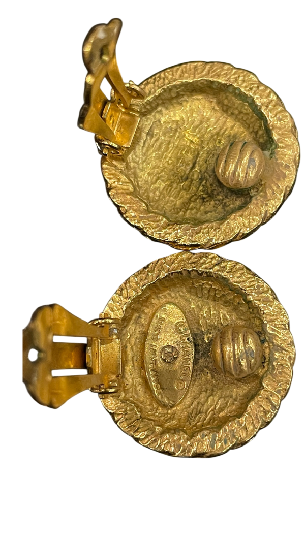 Archive Chanel Rope Logo Earrings — Gold Plated