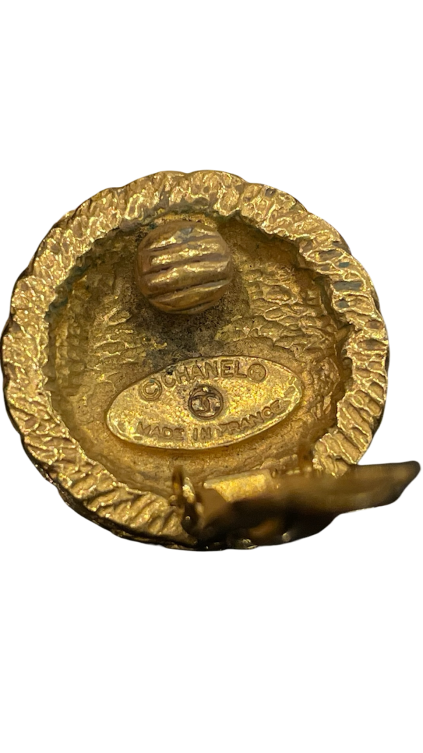 Archive Chanel Rope Logo Earrings — Gold Plated